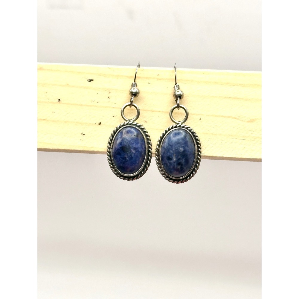 Vintage Sodalite Sterling Silver Earrings‎